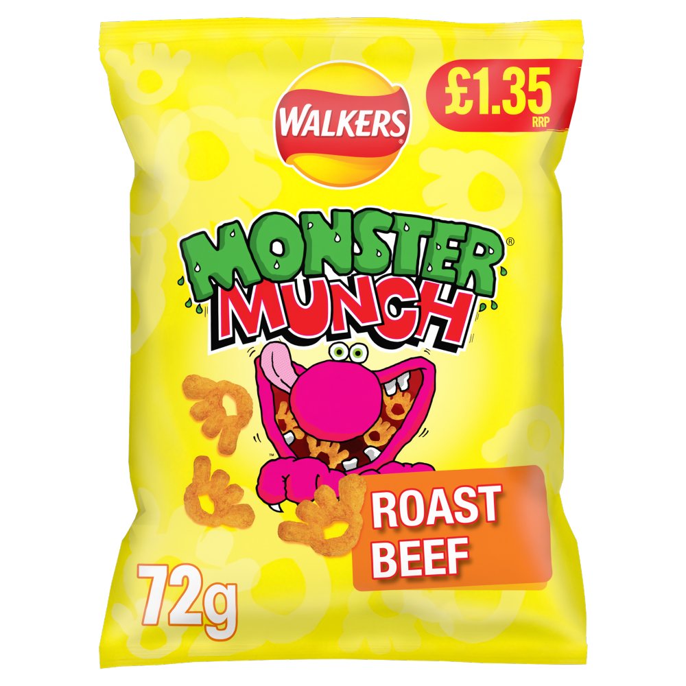 Monster Munch Roast Beef Snacks 18x72g PM£1.35