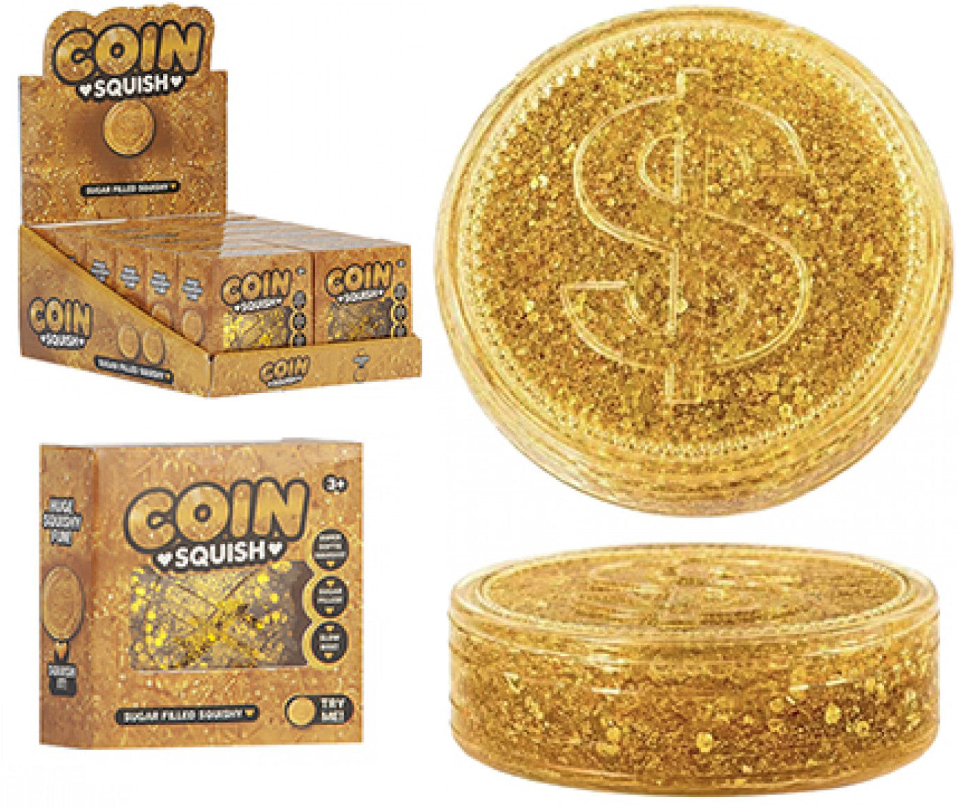 8.5cm Gold Dollar Squishy Coin W/Maltose