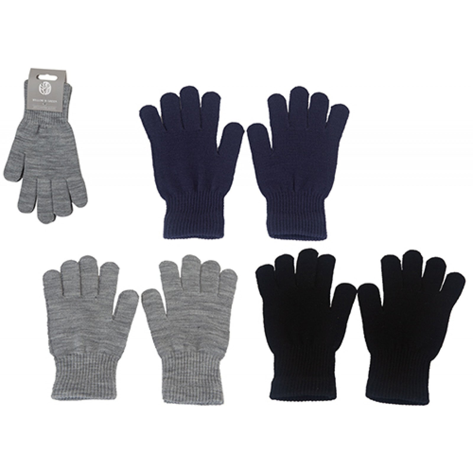 Mens Plain Knit Gloves With Header Card