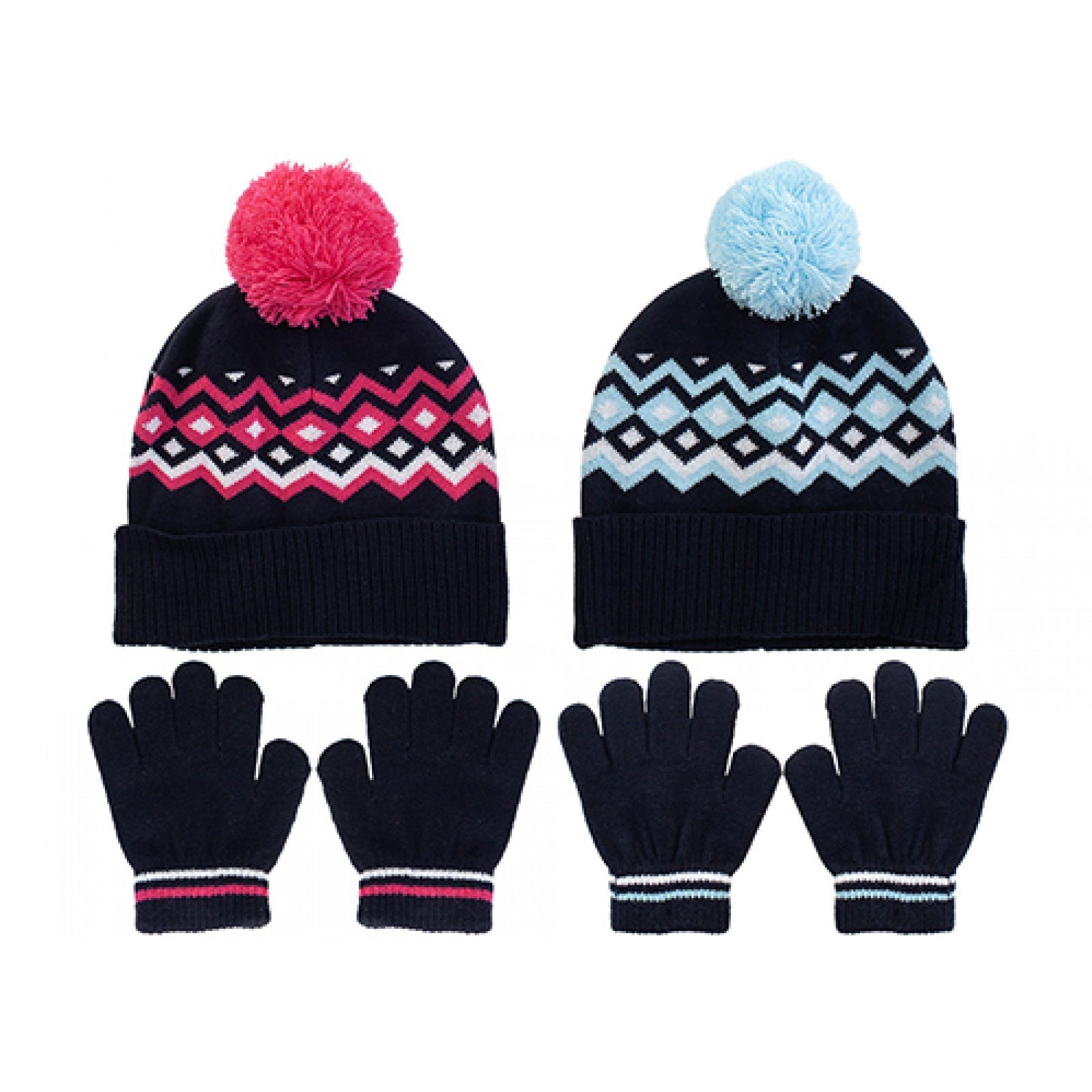 Kids Jacquard Hat and Glove Set W/Swing