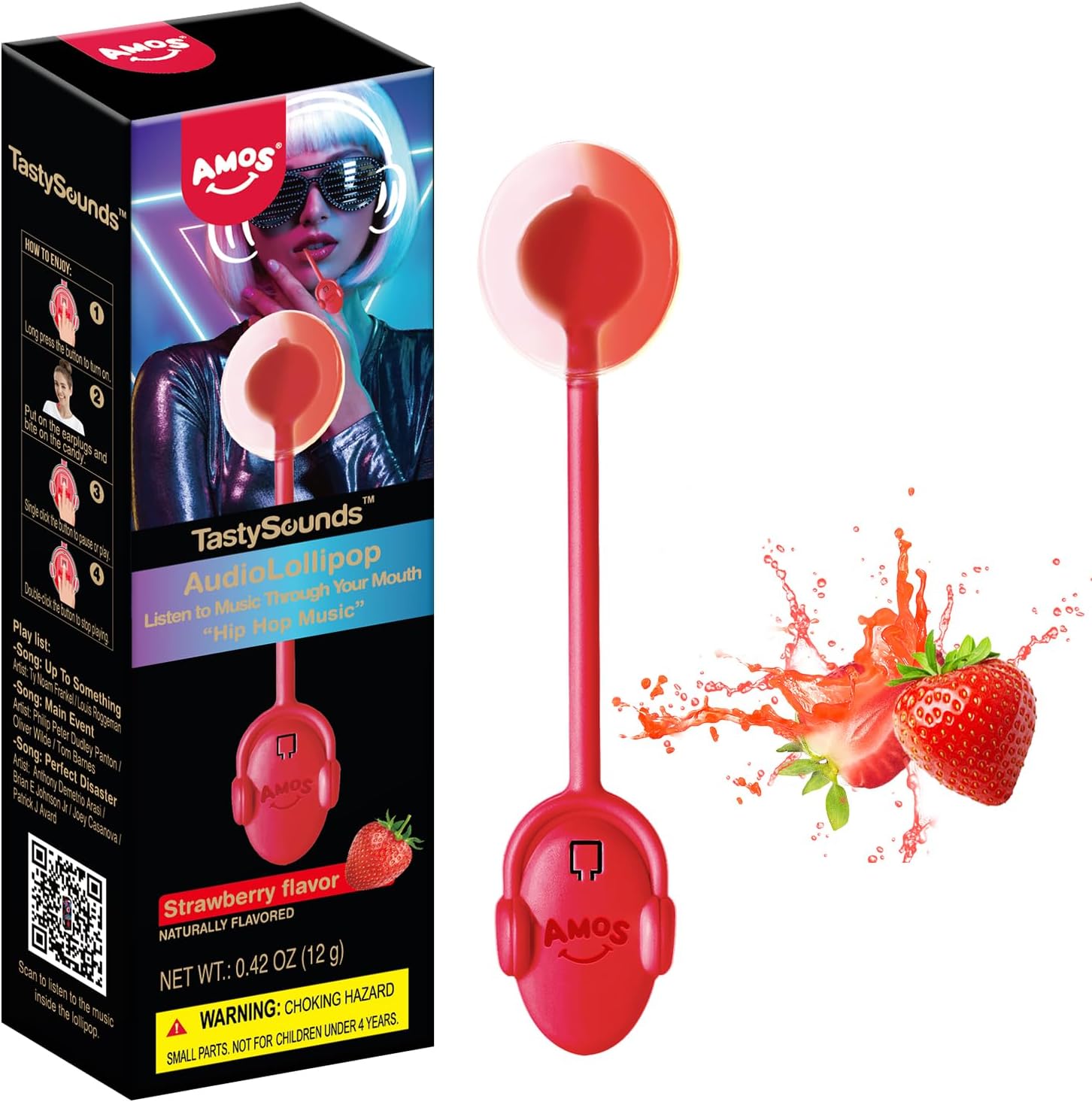 Amos Music Lollipops Strawberry 12pk