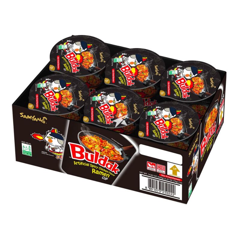 Buldak Noodles Original Hot Chicken Flavour 6x70g Cup Noodles