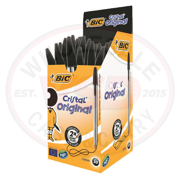 Bic Cristal Original Black Pens (50 Pens)
