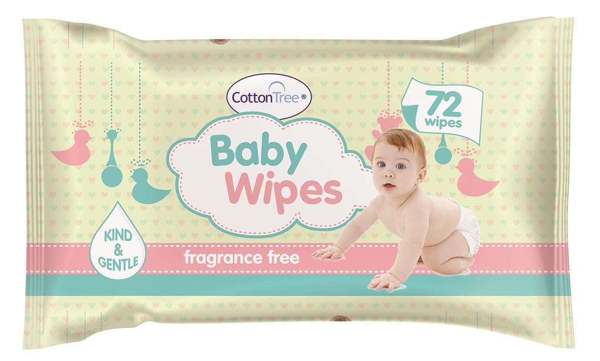 Cotton Tree Baby Wipes 72pk