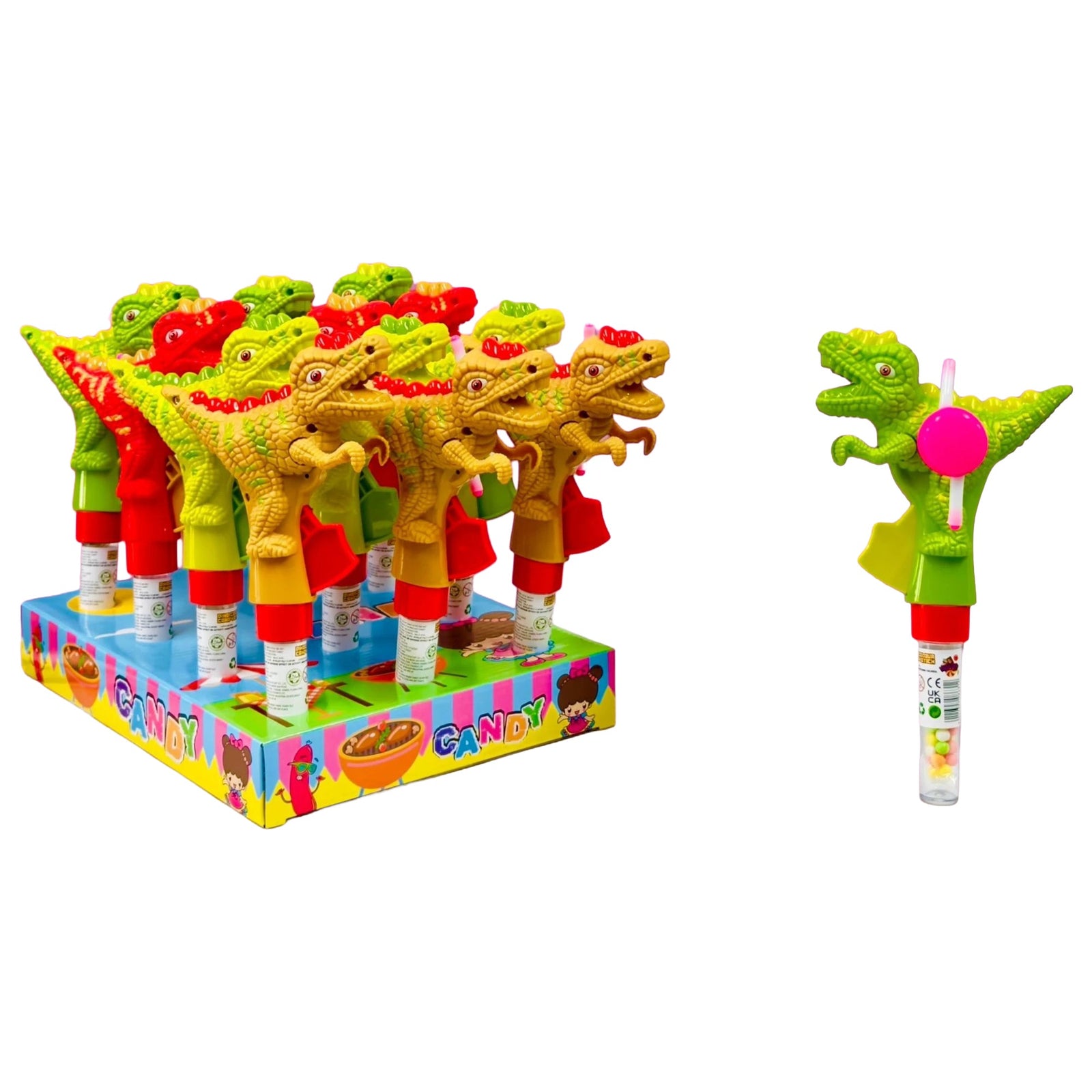 Dino Colour Candy Stick12pk