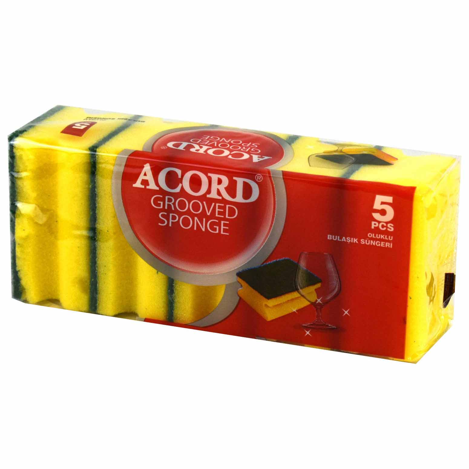Acord Grooved Sponge Scourer 5pk