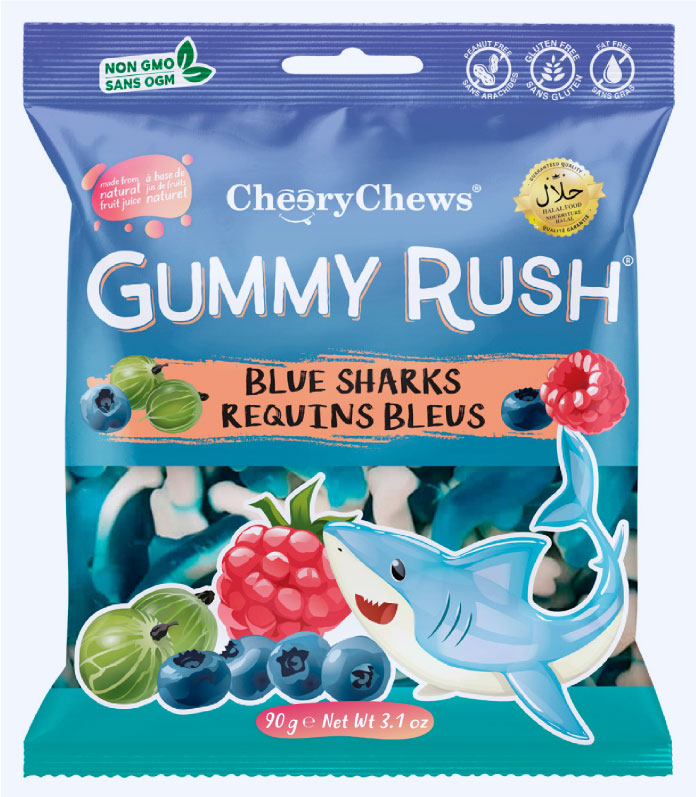 Cheery Chews Gummy Rush Blue Sharks (Box of 12)