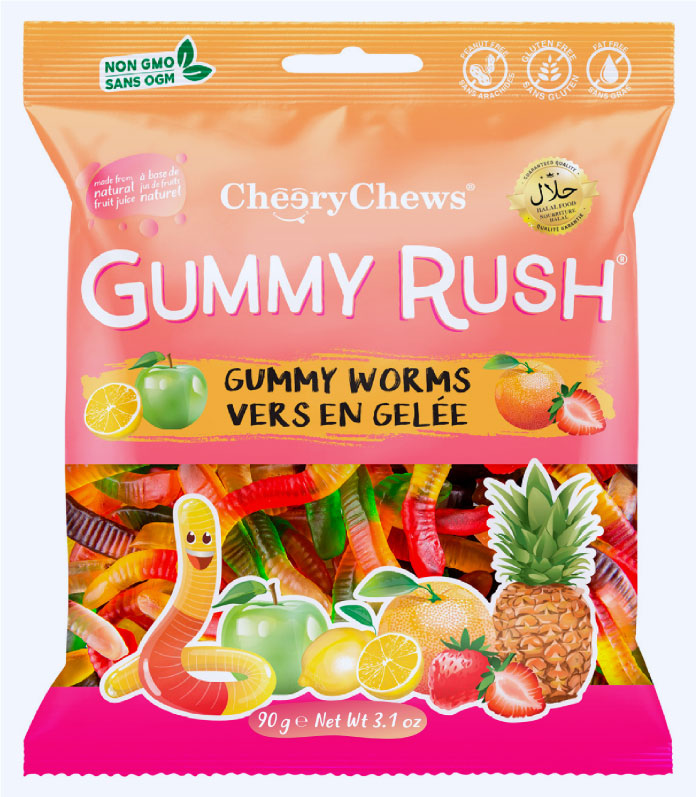 Cheery Chews Gummy Rush Gummy Worms (Box of 12)