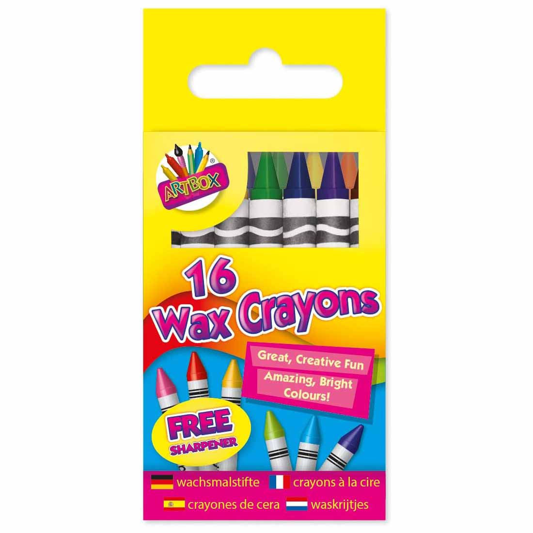 16 Wax Crayons In Hanging Box