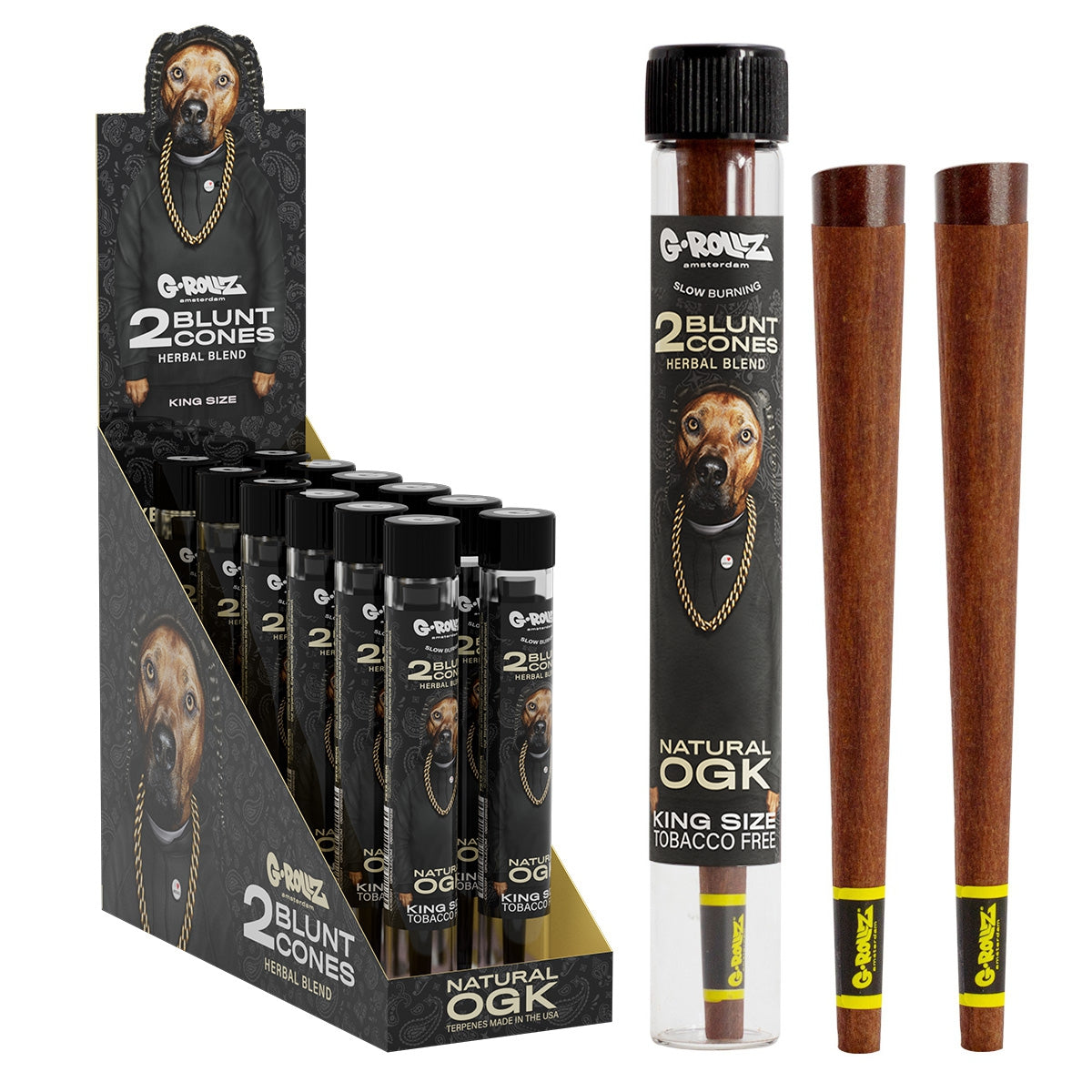 G-ROLLZ - Terpene Blunt Cones - 12 Per Box - 2 Per Pack - The Dog