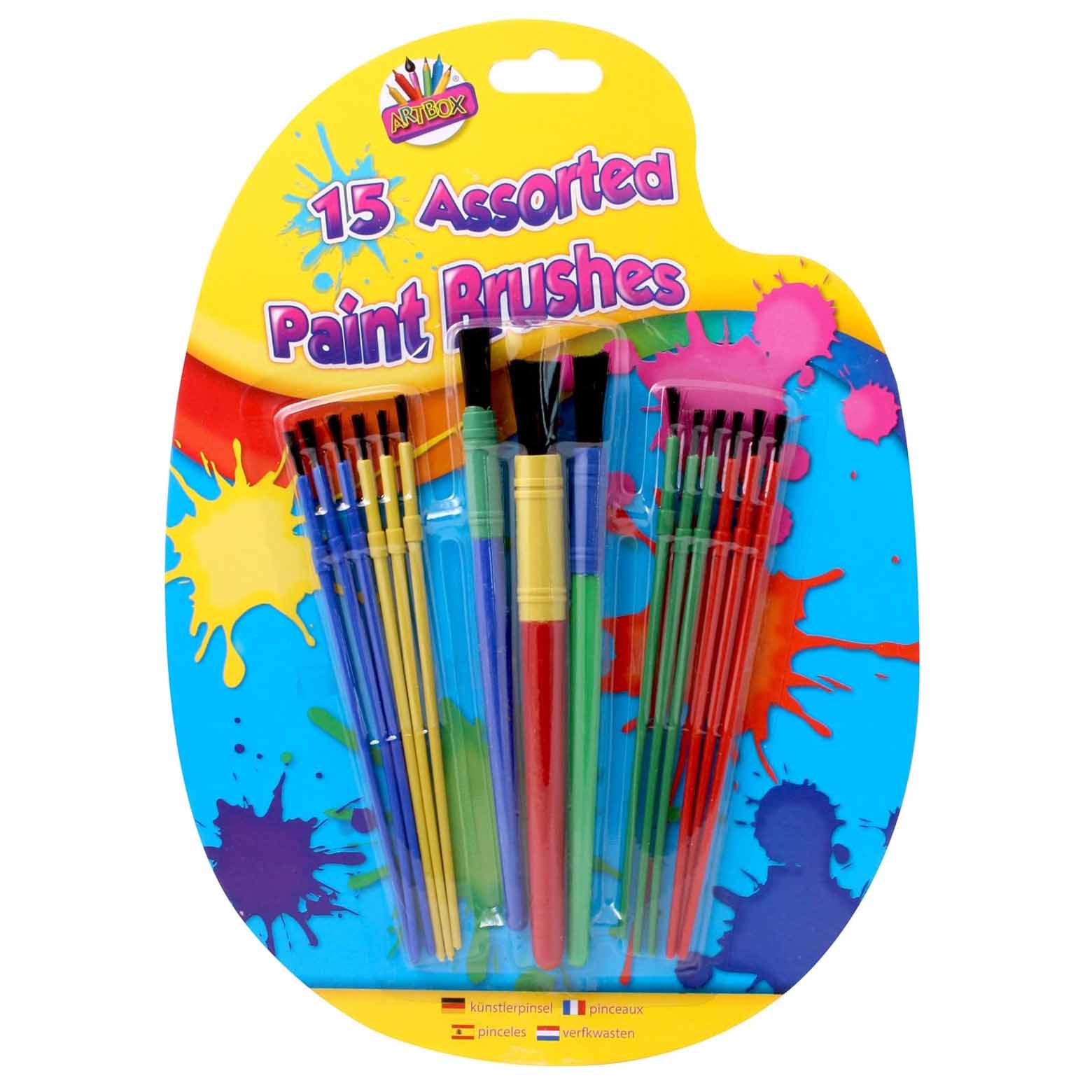 15 Assorted Plastic Handle Paint Brushes