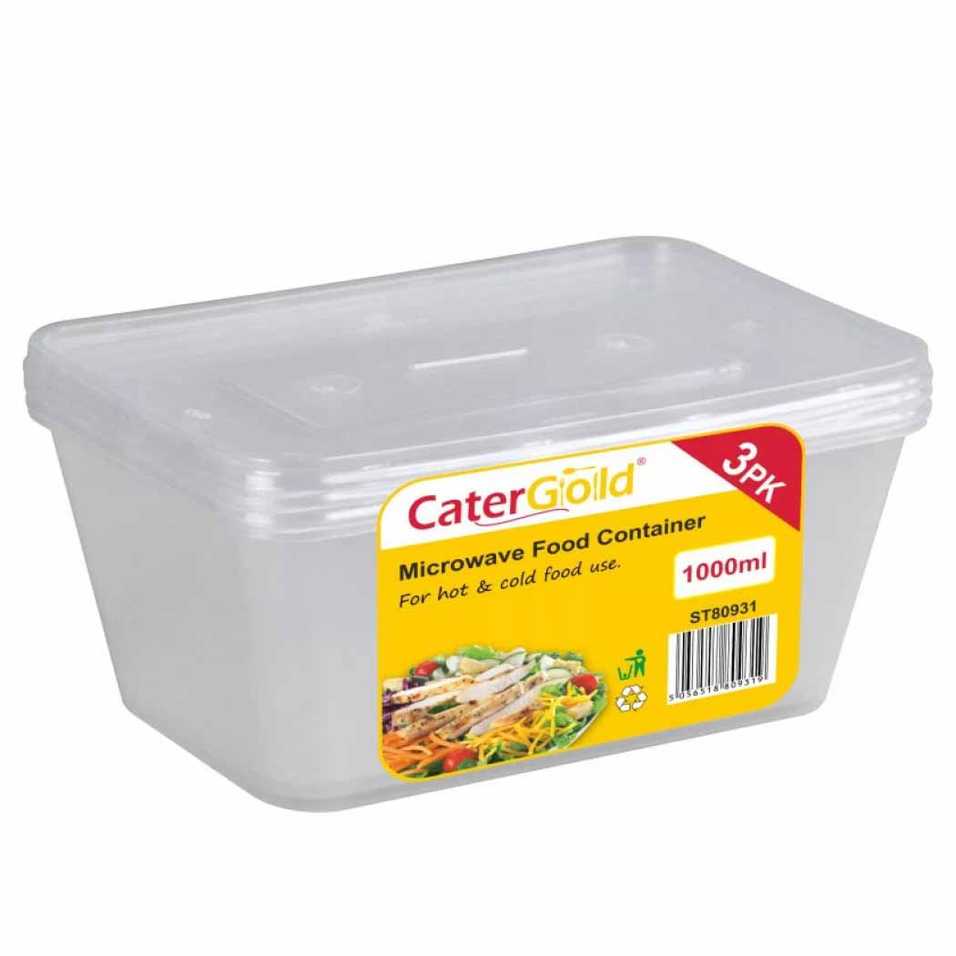 3pk 1000CC Plastic Food Container