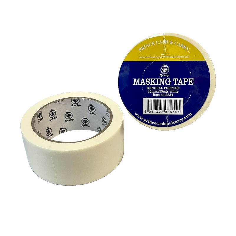 Sparkys Masking Tape White 45mmx 25m Pk-1