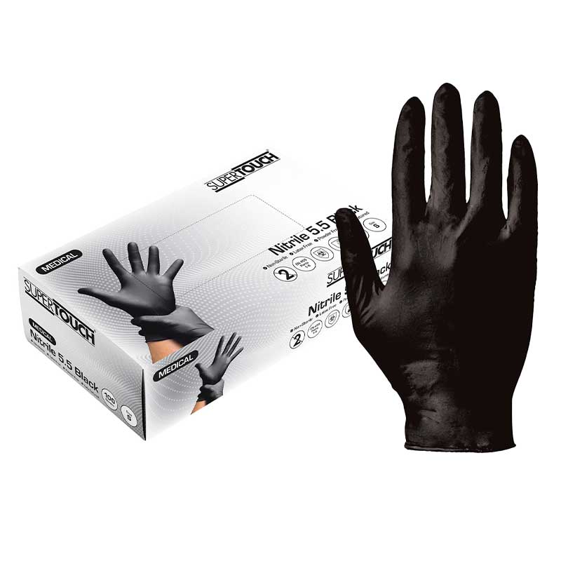 Supertouch Nitrile  Black Disposable Gloves 100pk