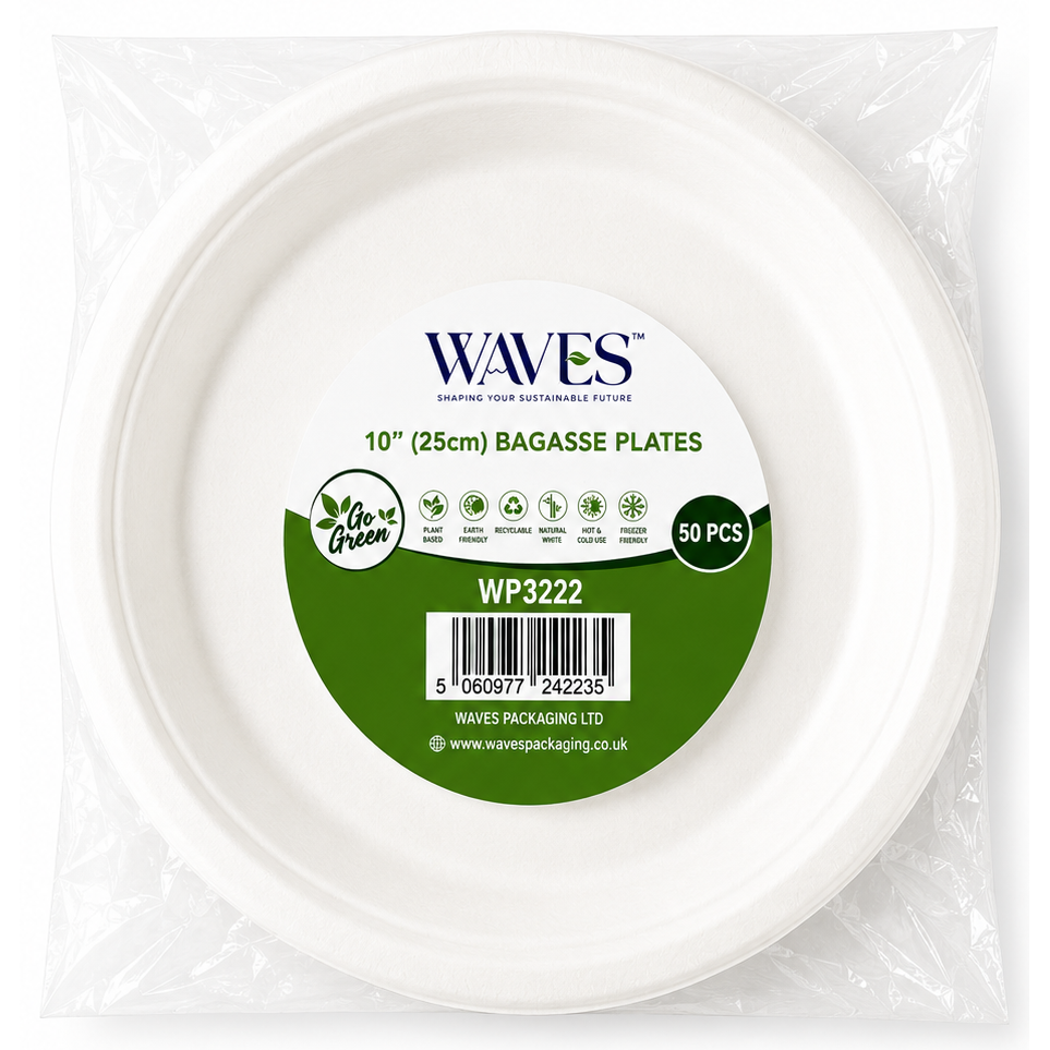 10” Round Bagasse Plates 50pk