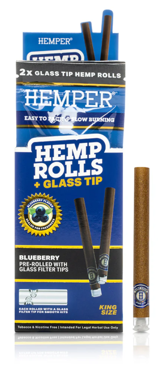 Hemper ROLLS KING Blueberry 2PK Hemp + Glass Tip