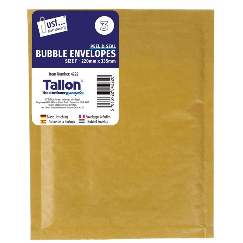3 Bubble Envelopes Size F 220 x 335