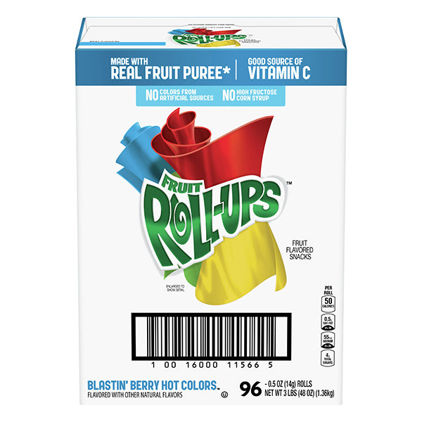 Fruit Roll-Ups Blastin' Berry Hot Colors (96 Rolls) 0.5 oz