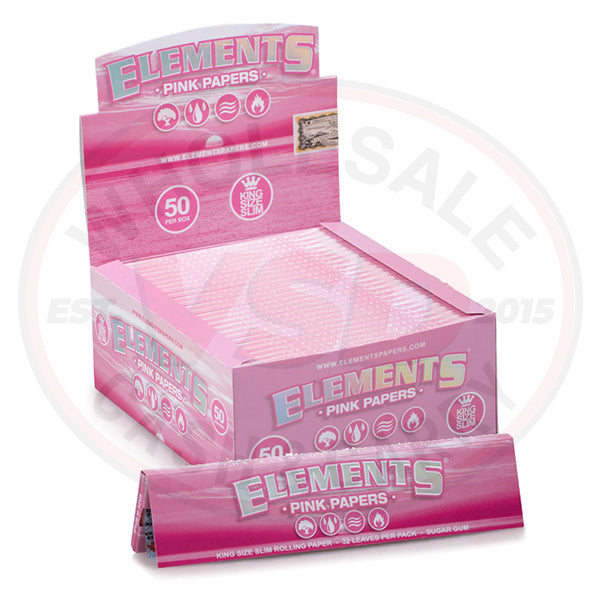 Elements Pink King Size Slim Rolling Papers