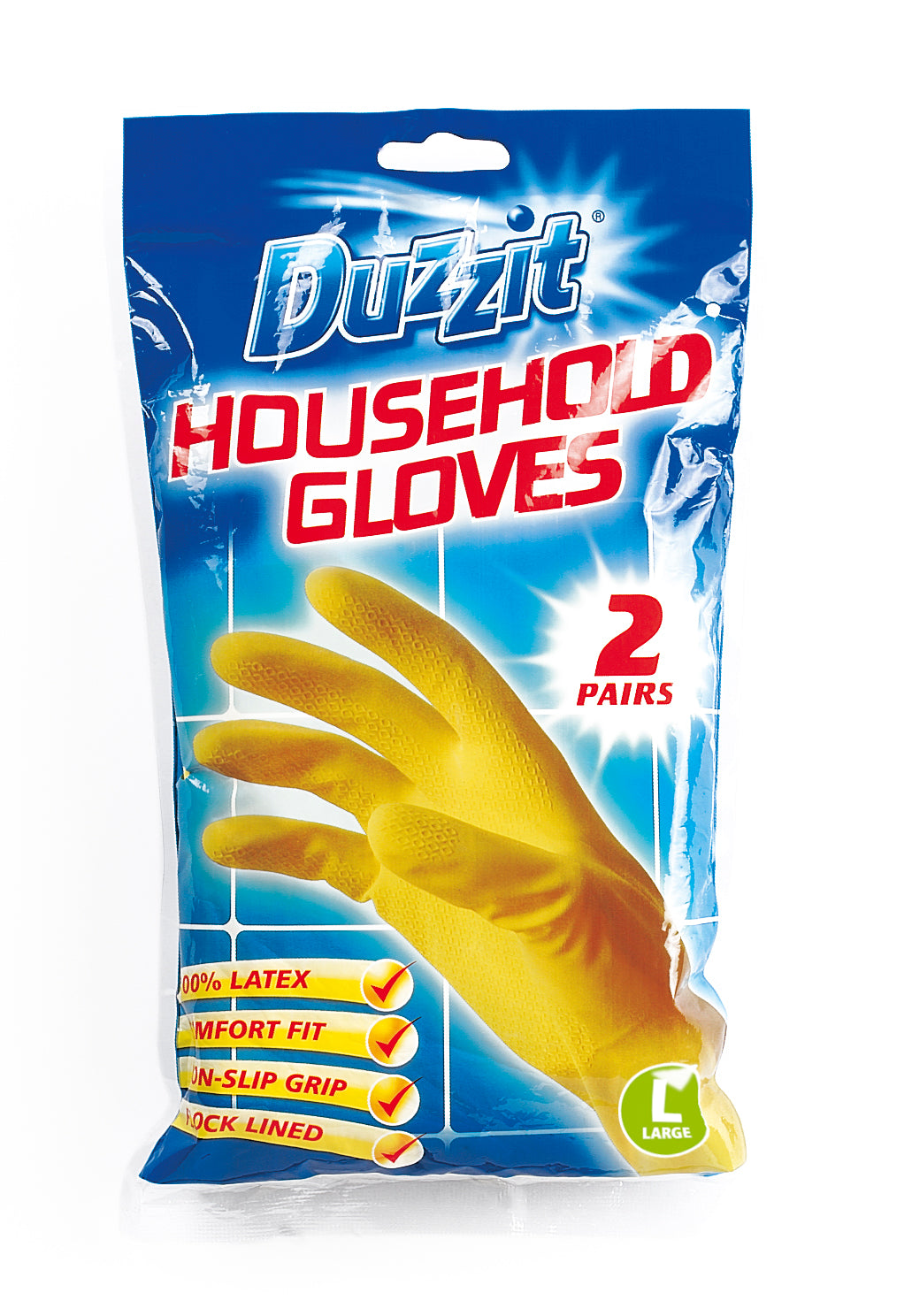 Duzzit Household Gloves 2 Pairs (L)