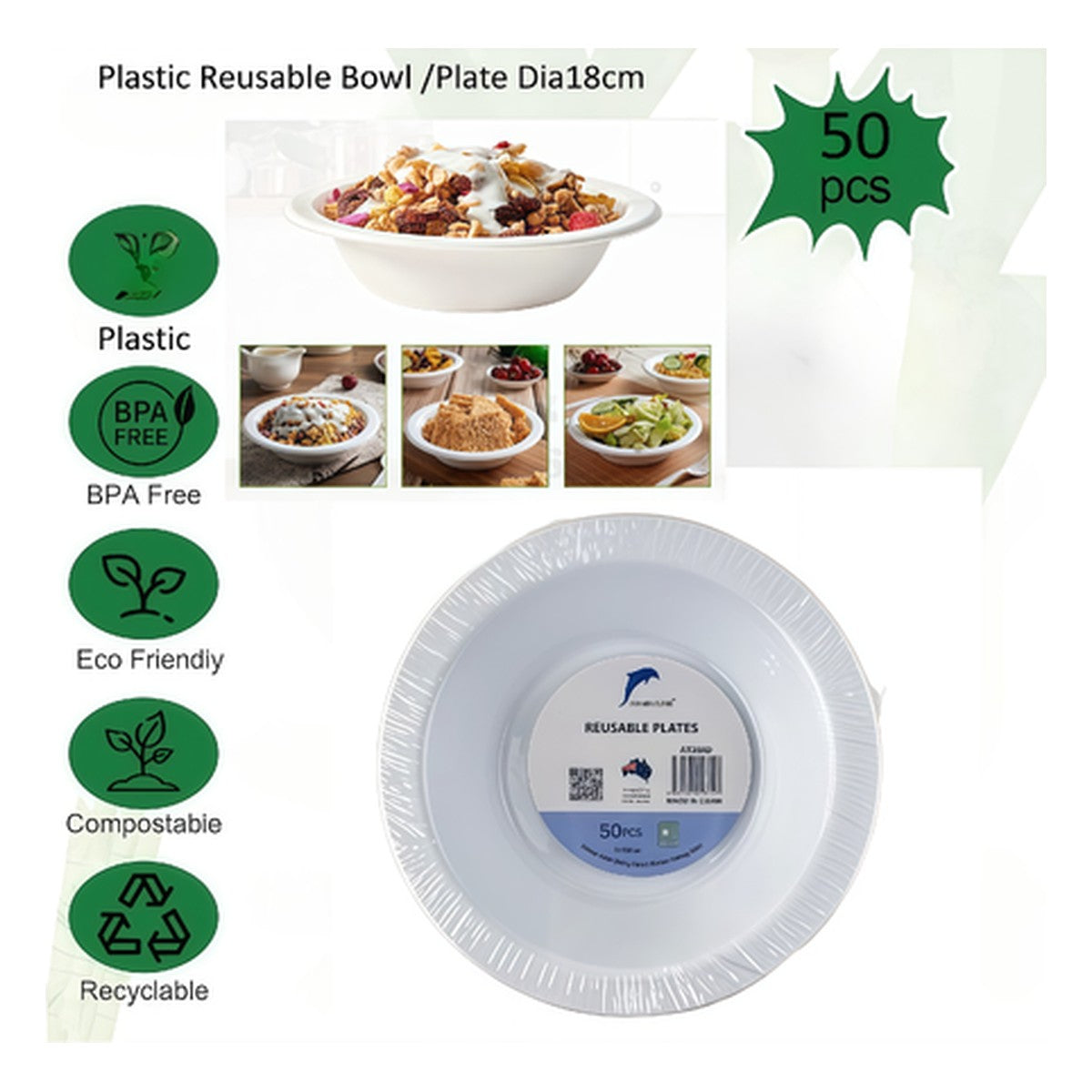 Reusable Plastic Deep Plate 40pk