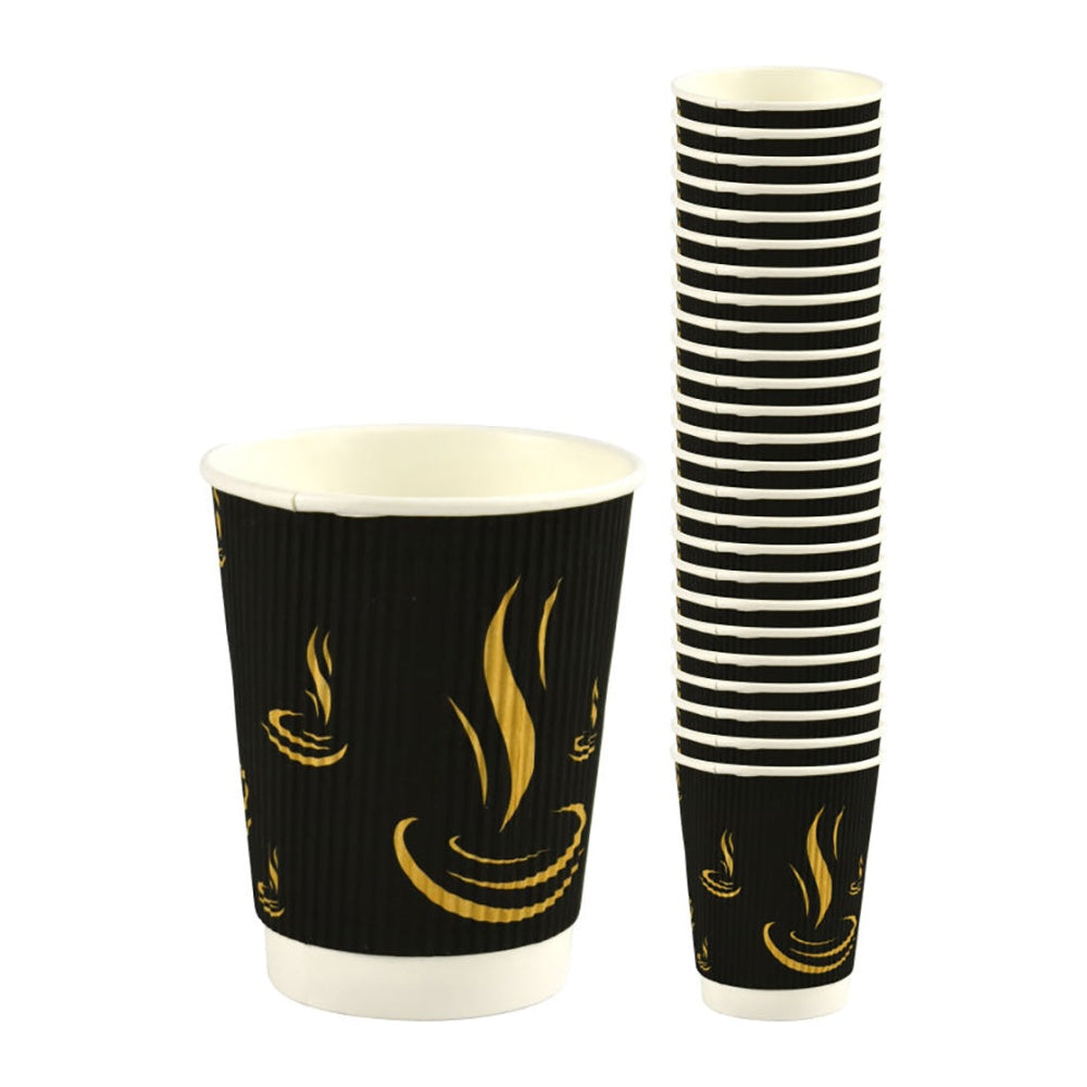Ripple Paper Cup 12oz Black 25pk