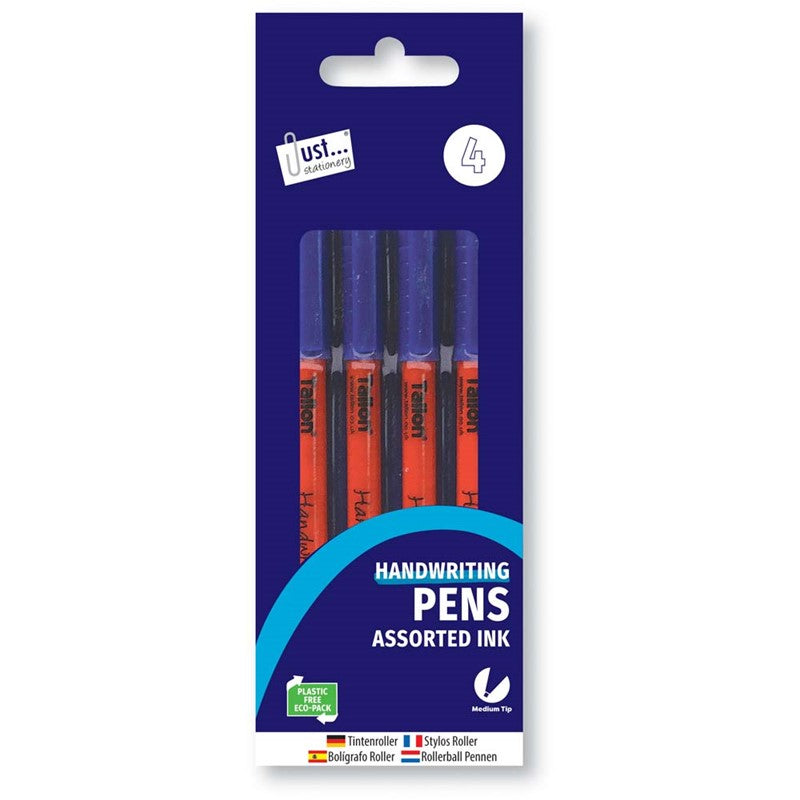 4 Hand Writing Pens, Blue ink only