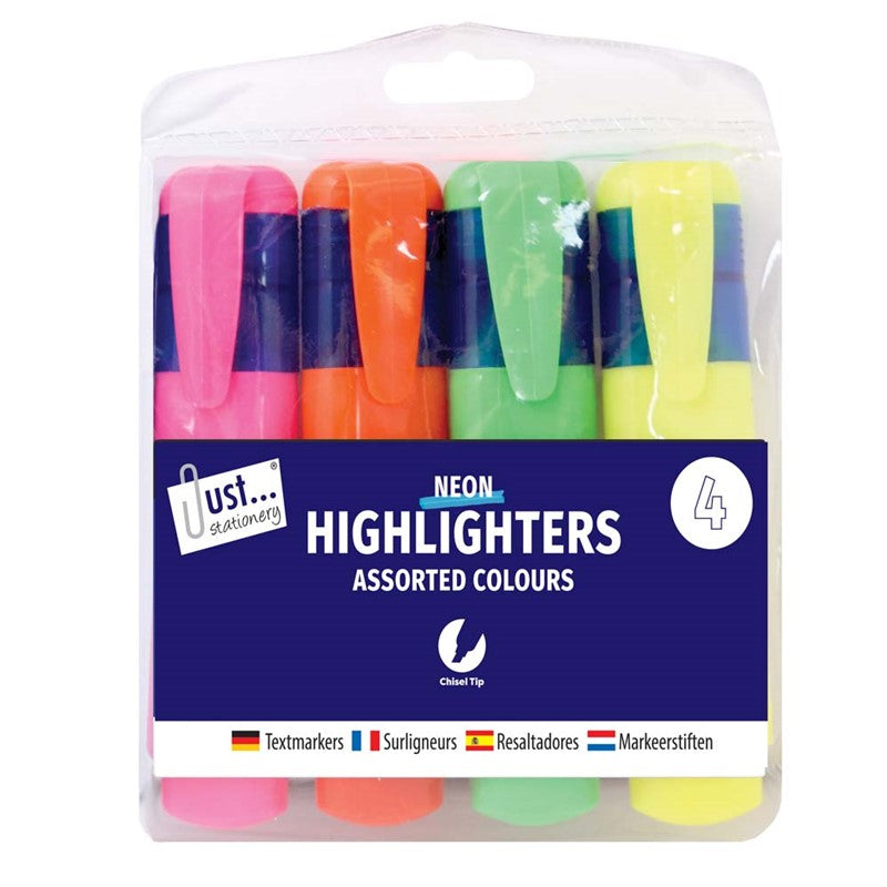 4 Chunky Highlighters Assorted Neon Colours