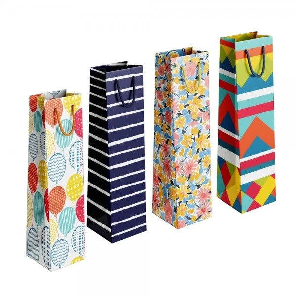 Colourfull Bottle Gift Bags 12pk