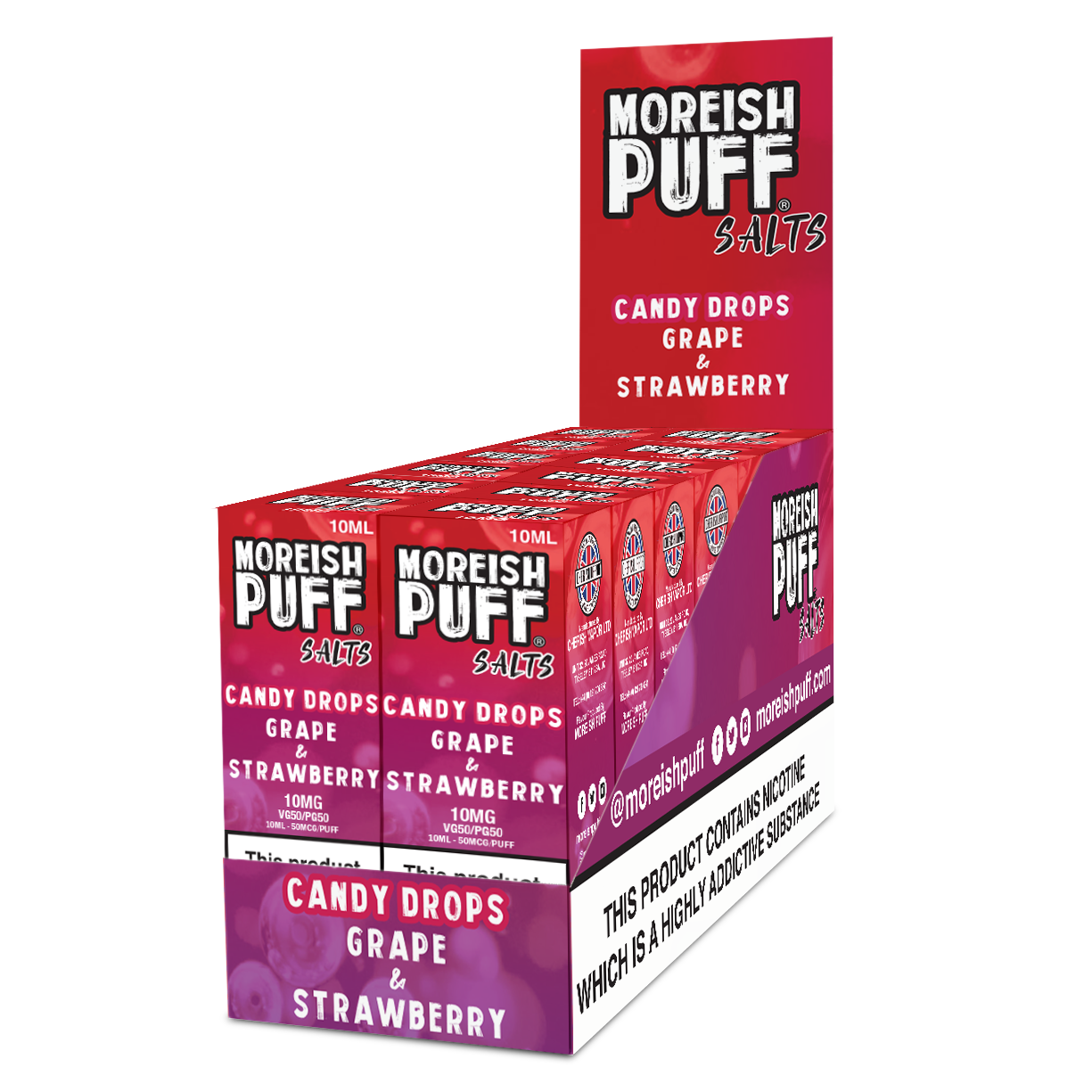 Moreish Puff Candy Drops Nic Salts 10ml Pack of 12
