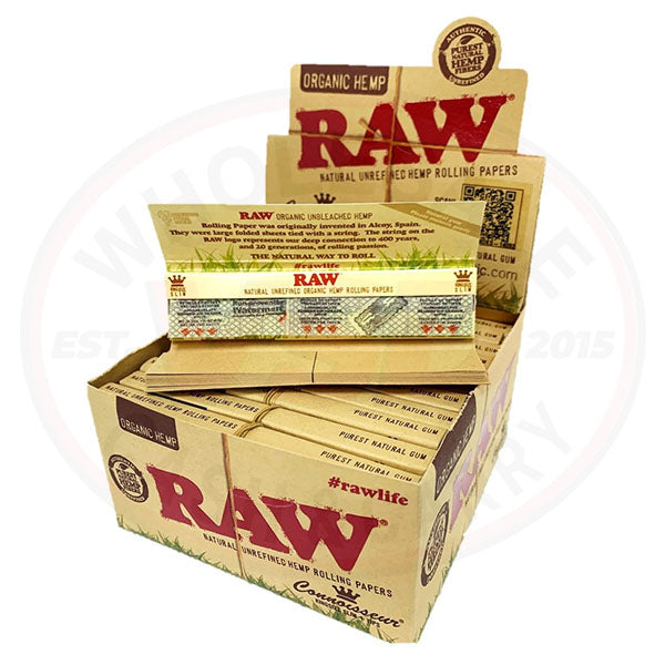 RAW Organic Connoisseuir Kingsize Slim Rolling Papers + Tips (24pcs)