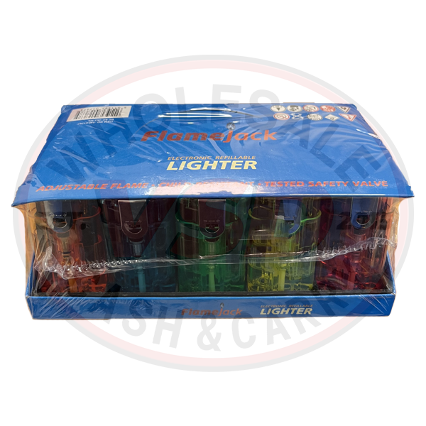 FlameJack Electronic Refillable Lighters (Transparent Colours)