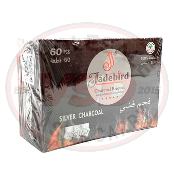 JadeBird Shisha Hookah Silver Charcoal (60 pieces)