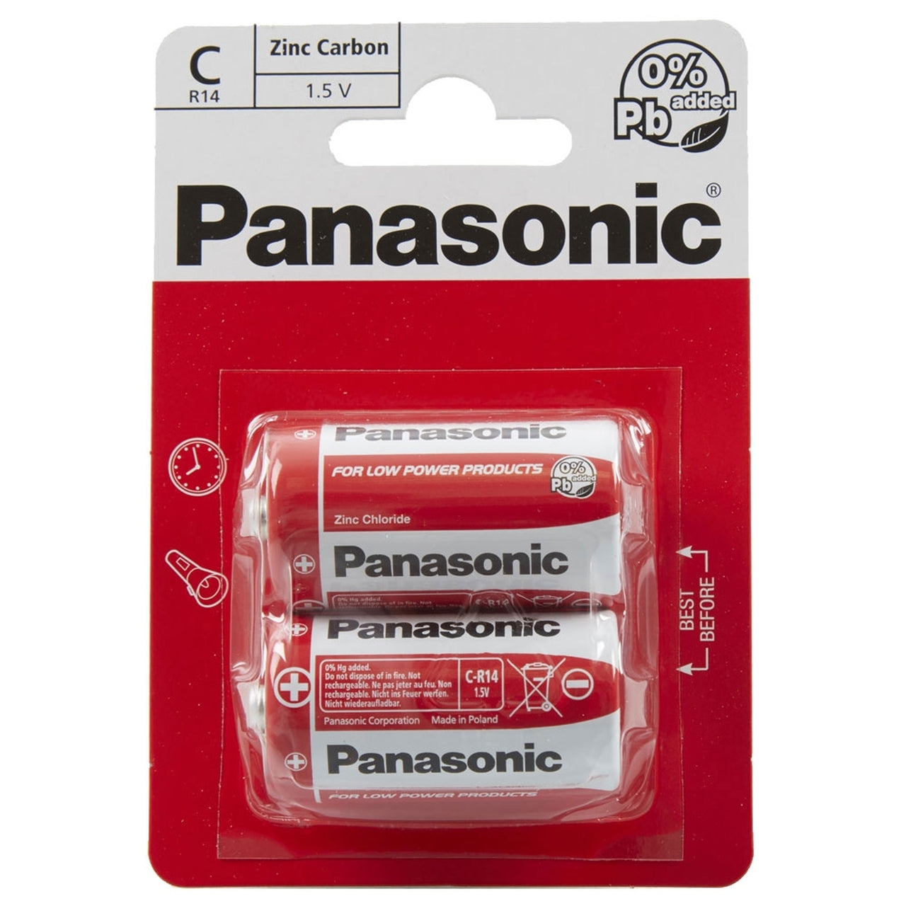 Panasonic C R14 Zinc Carbon Batteries (12 Pack)